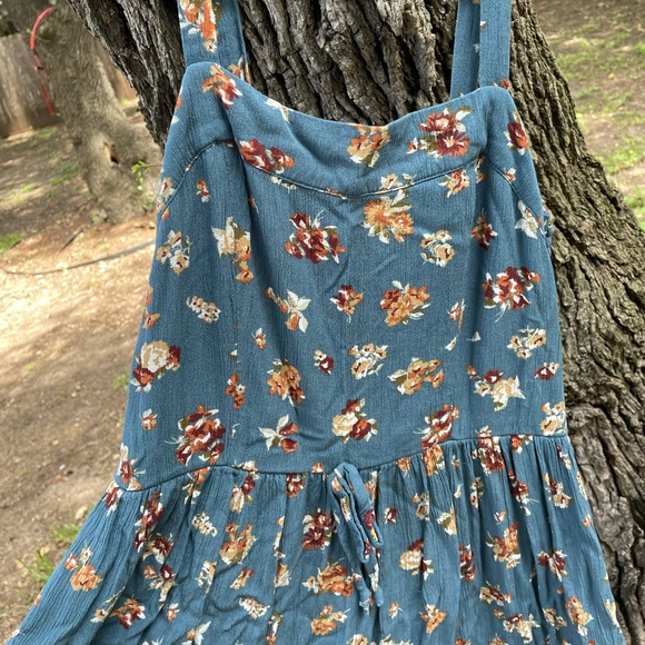 Blue with Floral Mini Dress - Picture 2 of 3